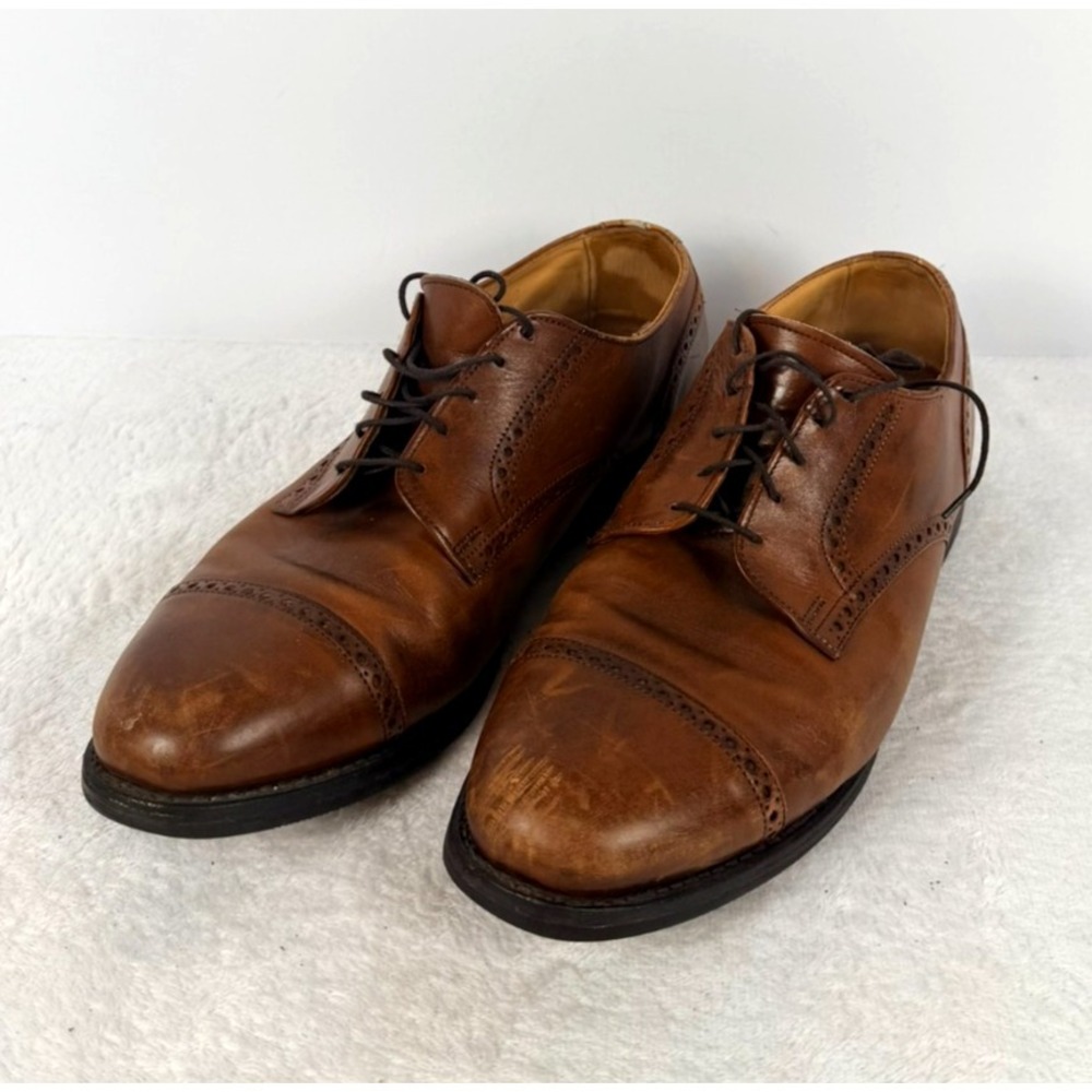 Allen Edmonds Brown Cap Toe Derby Blucher Dress Shoes Men's 11 EEE Leather USA